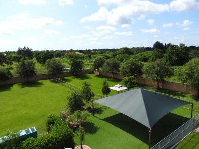 An aerial view of the play fields