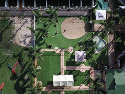 A birds eye view of the Country Inn's outside play area